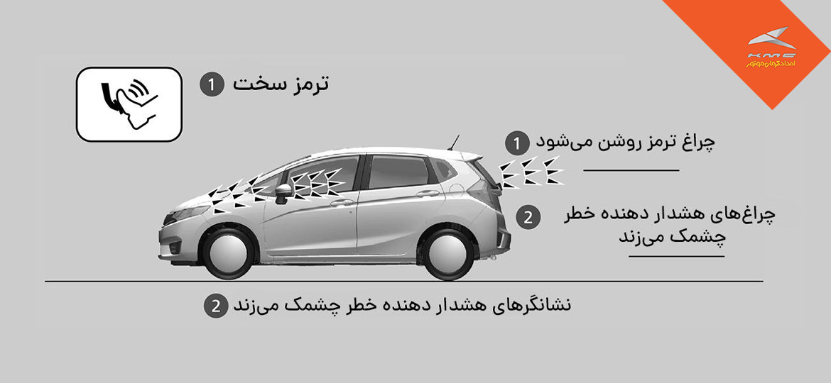 هشدار چشمک زن چراغ عقب در هنگام ترمز ناگهانی ESS